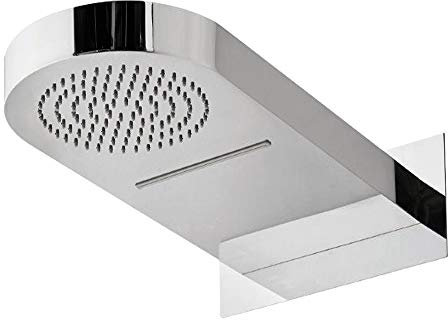 Soffione Doccia a Parete Acciaio Inox Punta Tonda Con Cascata