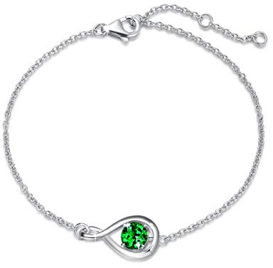 FANCIME Infinity Geburtsstein Armbänder Sterling Silber Schmuck für Damen | vergoldet Unendlichkeit Edelstein Armband feiner Schmuck Muttertag Weihnachten Jubiläums Geburtstag Geschenke für Frau Mama