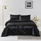 Chanyuan 3 TLG. Seide Satin Bettwäsche Set Schwarz Bettdeckenbezug 200x200cm mit Kopfkissenbezug 80x80cm 3 teilig Bettbezug mit Reißverschluss