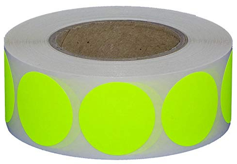 Lot de 1000 pastilles adhésives sur rouleau - Diamètre : 40 mm - Jaune fluo