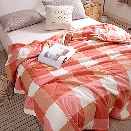 FANSU Tagesdecke Bettüberwurf Steppdecke Mikrofaser Doppelbett Einselbetten Gesteppt Bettwäsche Sofaüberwurf Wohndecke Bettdecke Stepp Gesteppter Quilt (Großes rotes Gitter,150x200cm)