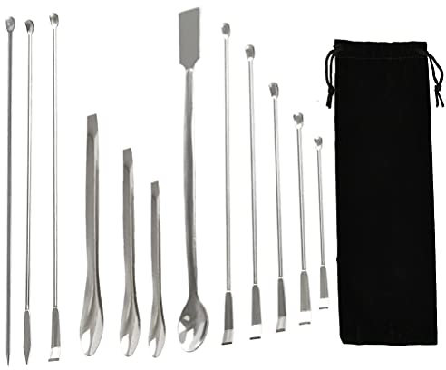 12pcs Spatole in Acciaio Inossidabile Cucchiaio Spatola per Polveri,Cucchiaio Spatola Laboratorio,Cucchiai in Acciaio Inossidabile,Spatola di Miscelazione,Cucchiai da Laboratorio