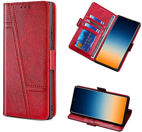 HUAYIJIE GKLTCK Flip Custodia per Google Pixel 5 5g Cover Custodia Case [Rosso]