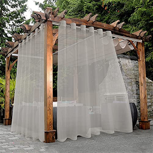 Bonzer, wasserdichte, transparente Outdoor-Vorhänge für die Terrasse – 2 breite Vorhangpaneele mit Ösen für Wohnzimmer, Schlafzimmer, Veranda, Pergola oder Cabana, 254 x 213 cm, grau (Cloud Grey)