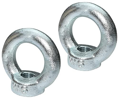 AERZETIX - C49732 - Satz von 2 - Ringmutter - M16 - Ring Kranösen - verzinkter Stahl - Metrisches Gewinde - 700kg - Farbe Silber