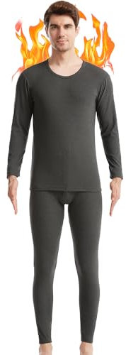 Herren Thermo-Unterwäsche-Set, Winterunterwäsche, Ober- und Unterteil, ultraweich, lange Unterhosen, Greystone, L