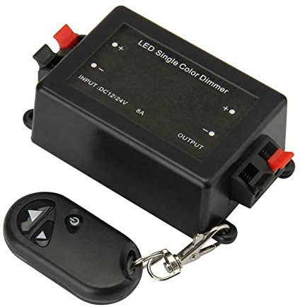 SPORTARC DC 12V-24V LED Single Color RF Dimmer Cotroller Wireless Remote Control, 12V-24V/8A Wireless RF Remote Controller Dimmer Switch for LED Strip Light