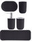 LOVIVER Badezimmer-Accessoires-Set aus Kunststoff, Becher, Lotionspenderflasche, Zahnbürstenhalter, Seifenschale, Tablett, Moderne Badeutensilien, Dekoration, Schwarz