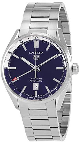TAG Heuer orologio Carrera Twin-Time Calibre 7 41mm blu automatico acciaio WBN201A.BA0640