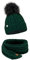 ELIMELI® Mütze Schal Damen Winter Kombi Set - Warme Strickmütze Mit Bommel und Passender Schal - Slouch Strick Beanie Bommelmütze (Grün - Set)