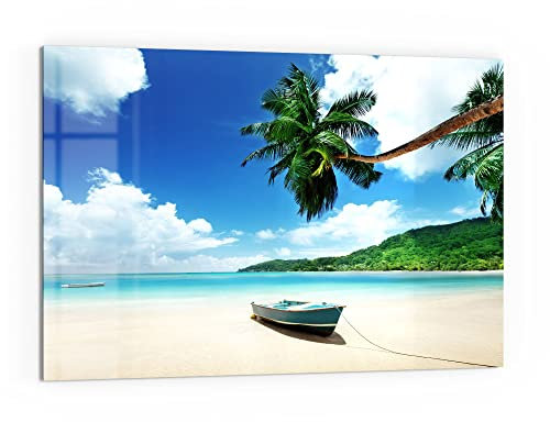 DEQORI Küchenrückwand Glas | Motiv Boot im seichten Wasser | 60x40 cm | Bad- oder Herd-Rückwand | Herdblende Spritzschutz für Küche & Badezimmer | Moderne Deko für Fliesenspiegel