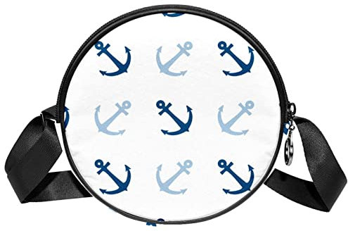 Kuriertasche, niedlicher Anker-Hintergrund, Tumblr, niedlicher Anker-Hintergrund, niedliche Umhängetasche für Frauen, rund, Mehrfarbig, 6.7x6.7x2.3 in, Sling Rucksäcke