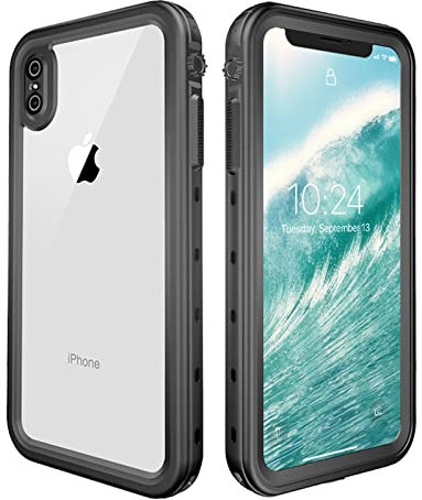 IMEIKONST iPhone X/XS IP68 Waterproof Case, Heavy Duty Front and Back Cover Full Body 360° Protective Shockproof Underwater Dustproof Armor Phone Case for iPhone XS 5.8. Black FS
