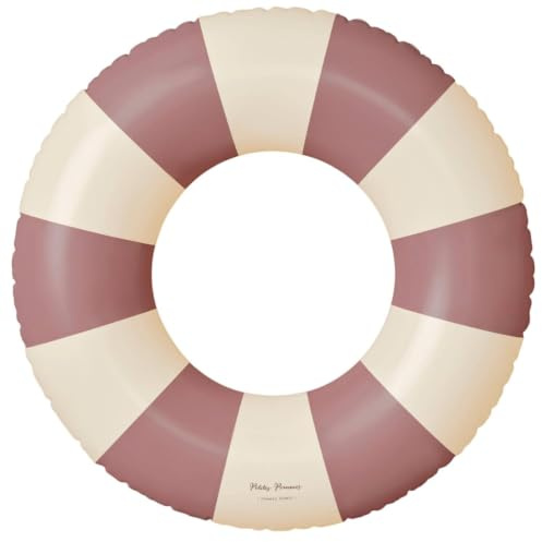 Petites Pommes Pool Float Für Kinder – Robuster Schwimmreifen, Handbedrucktes Klassisches Streifendesign Children's Swim Rings, Komfortnähte, Reisefreundlich Packbar, Vintage Pink, 90 cm