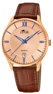 LOTUS Reloj Hombre Analógico de Cuero Marrón - Movimiento de Cuarzo - Calendario - Resistente al Agua 5 ATM Elegante y Vintage 18404/H Special Prices