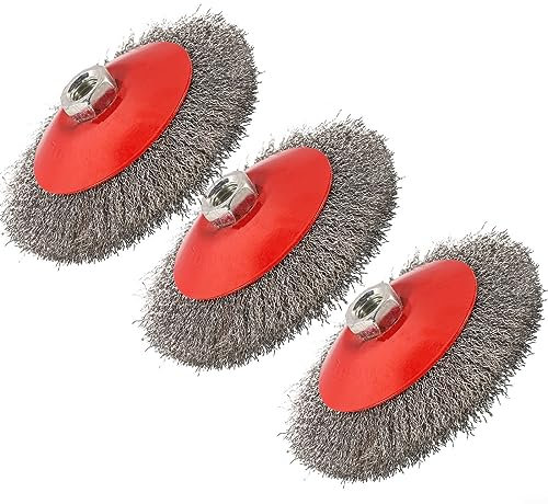3 cepillos redondos de 115 mm, cepillo ondulado, amoladora angular, tipo disco flexible, ruedas de alambre de acero al carbono