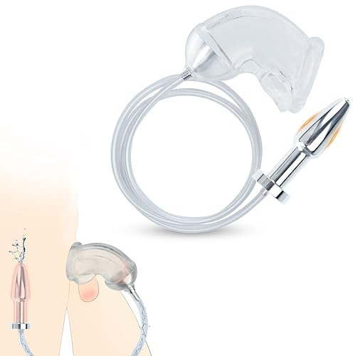 2-in-1 Dilator Harnröhre Peniskäfig Silikon+ Analdusche Analplug,mit Katheter Harnröhre Mann,Keuschheitskäfig Herren,Penishülle Penis Sleeve,Buttplug,Analdusche Frau Herr,Klistier Masturbator (A)