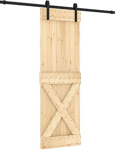 vidaXL Porta Scorrevole con Set Hardware 70x210 cm Legno Massello Pino