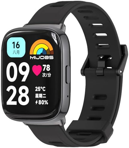 CHULN Silicone Cinturino Compatibile con Xiaomi Redmi Watch 3 Active Braccialetto, Impermeabile Traspirante Comodo Cinturino Sostituibile Redmi Watch 3 Active Cinturino, Nero