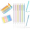 Vicloon 6pcs Einziehbare Gel Tintenstifte 6pcs Highlighter Pen 6pcs Sticky Notes School Supplies Aesthetic Schwarze Tinte Glatte Schreibstifte Haftnotizzettel Haftnotizen Markieren Textmarker(Macaron)
