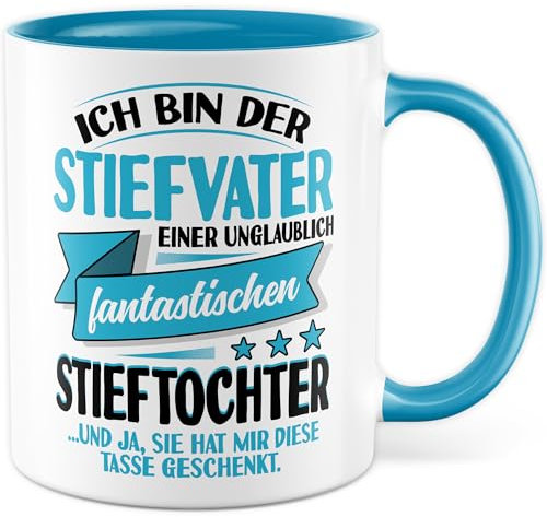 Stiefvater Tasse mit Spruch lustig - Geschenk Ich bin Stiefvater einer unglaublich fantastischen Stieftochter - Kaffeetasse 330ml aus Keramik - Vatertag Kaffee-Becher