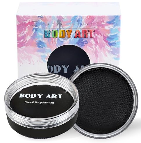 FLYISH DIRECT Pinturas faciales Negras, Pinturas faciales (90g / 3oz), Pinturas faciales al Agua para niños, Pintura Facial y Corporal Negra Profesional de un Solo Pastel para Adultos Negro