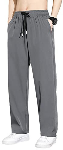 Outlet Store Clearance Prime Herren Lässige Stretch mit sportlicher Herren-Sommer-beiläufige Schnür-Taschen-Normallack-Hosen (Grey, XXXL)