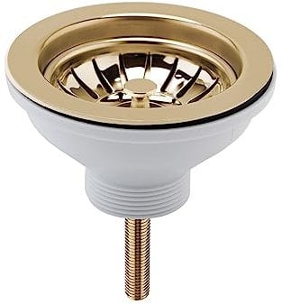 Balterley Kitchen Sink Waste Kit with Basket Strainer, 1 1/2 inch Sink Waste Pipe, Stainless Steel Basket Strainer, 90mm Standard Fittings - 63 x 115 x 115mm (Brushed Brass)