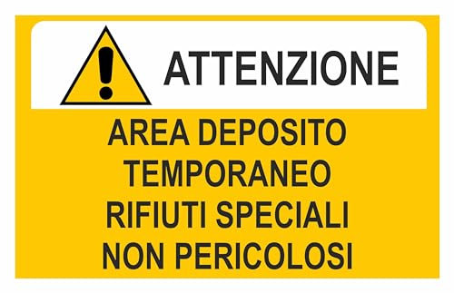GLOBAL CARTELLO SEGNALETICO - ATTENZIONE AREA DEPOSITO RIFIUTI SPECIALI NON PERICOLOSI - Adesivo Extra Resistente, Pannello in Forex, Pannello In Alluminio (30X42 CM, Plastica)