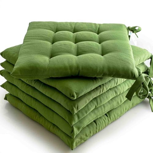 etérea 6er Set Sitzkissen Outdoor 40x40 mit Bändern - Stuhlkissen Kaktus für Gartenstuhl & Innenbereich - waschbare Sitzauflagen Gartenmöbel - 6 Stück Kissen 40x40 cm - Kaktus