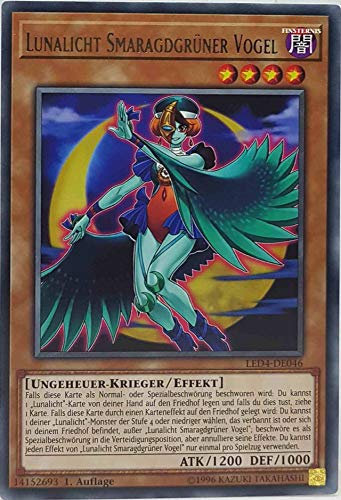 Lunalicht Smaragdgrüner Vogel Rare LED4-DE046 - Legendary Duelists Sisters of The Rose - mit GamersHeaven Cardboard Guard