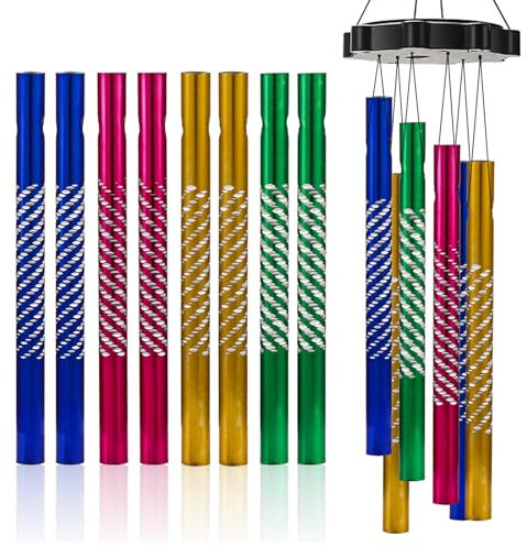 Lohill 50 Stück Windspiel Bastelset Kinder, Windspiel Röhren Basteln, Aluminiumrohr Farbe Klangstäbe mit 20 Silberfäden, Metallrohren Windspiel Zubehör für Garten