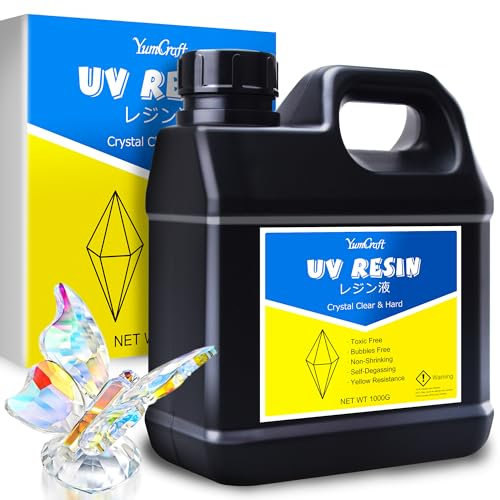 YumCraft Resina UV – 1000 g de resina UV transparente de secado rápido para hacer joyas, formas de resina, manualidades – Mor de olor, resina epoxi dura UV sin burbujas para bricolaje, joyas,