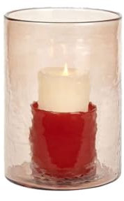 Lambert Livorno Windlicht Glas apricot/rot H 21 cm D 15 cm
