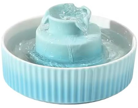 TsoLay Fuente De Agua De Cerámica para Gatos, Fuente De Agua para Mascotas De Circulación Automática De 2,1 L con Bomba Silenciosa Y Filtros De Repuesto, Flujo De Agua Silencioso, para Gatos
