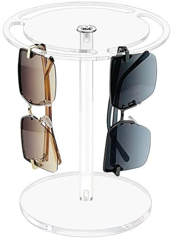 Acryl-Sonnenbrillenhalter,Acryl-Brillen-Halter,drehbarer Sonnenbrillen-Organizer,Acryl-Brillen-Halter,Drehbarer Acryl Sonnenbrillenhalter Rack,360 Grad Drehbarer Acryl-Brillenständer (transparent)