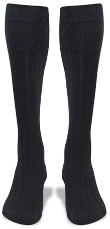BELGLY Calzini da kilt da uomo, tradizionali scozzesi, in lana, stile casual, per matrimoni e sport, Nero , L