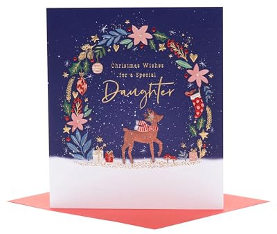 UK Greetings Weihnachtskarte für Tochter – Süßes Rentier-Design