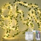 StarryEver LED Lichterkette Efeu Künstlich, 12M 120LED Efeugirlande Lichterkette Innen Batterie mit Timer, USB Lichterkette Zimmer mit Blumengirlande Hängend Pflanzen für Party Garten Balkon 2 Stück