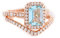 Bague diadème en argent sterling 925 avec topaze bleue Bague en diamant simulé en or rose pour femme (63)