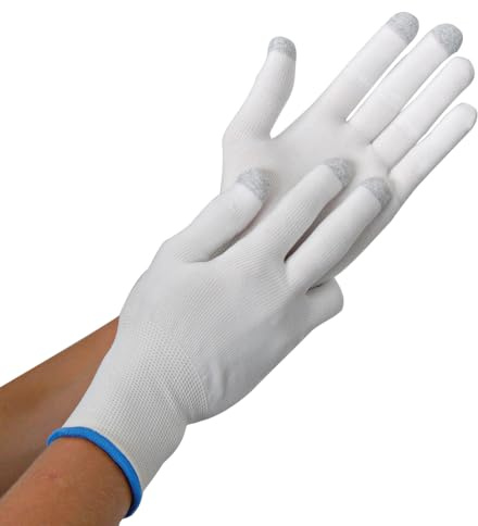 FRANZ MENSCH 24 Stück, Feinstrickhandschuhe, S, weiß, Ultra Flex Touch | Nylon, Montagehandschuhe, touchscreenfähig, präzises Arbeiten, Arbeitshandschuhe, 23 cm Länge