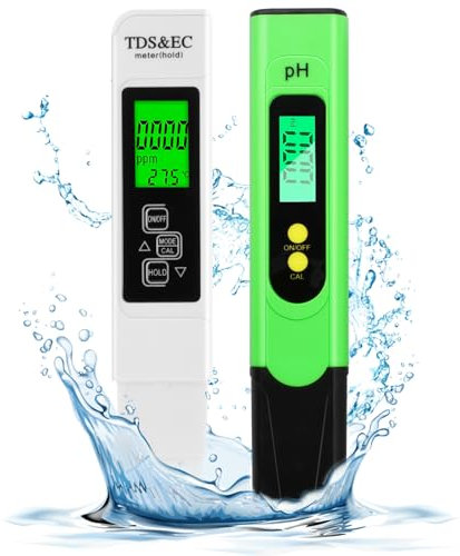 Aideepen PH Messgerät Digital, PH/TDS/EC/TEMP Wasserqualitätstest Meter 0.01 Hohe Genauigkeit mit Hintergrundbeleuchtung für Wasser, Aquarium, Teich, Pool(Grün&Weiß)