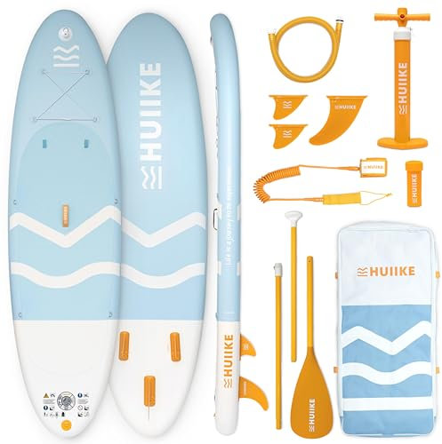 HUIIKE Tabla Paddle Surf Hinchable con Accesorios Incluidos, Remo, Quillas, Inflador. Stand Up Paddle Board Gran Estabilidad y Resistencia. 305 x 84 x 15 cm, Soporta hasta 130 kg
