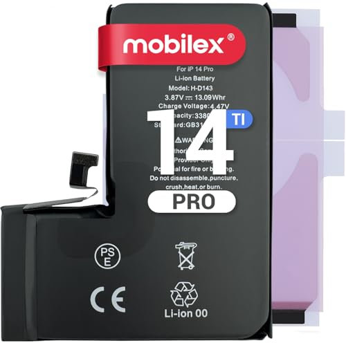 MOBILEX® Batería para iPhone 14 Pro | Chip TI | 3300mAh - OEM | Interna Repuesto con Adhesivo | Alta Capacidad