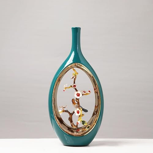 SGKOMN Vase, Keramik-Blumenvase, Moderne emaillierte farbige Vase, dekorative Blumenvase für Wohnzimmer, Hochzeit, Bauernhaus, Esstisch, Büro, Schlafzimmer, 21,5 x 46,5 cm(18.5x39.5cm)