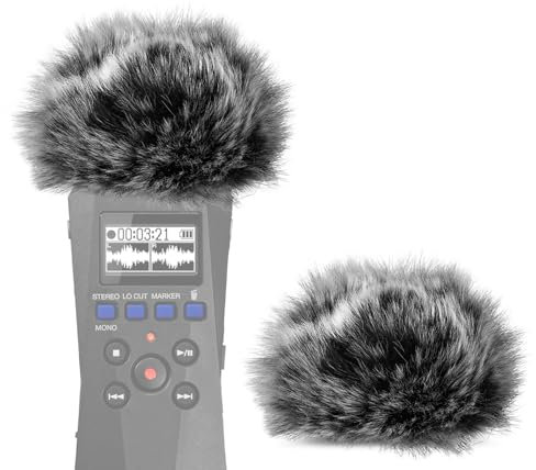 Geekria for Creators Furry Windscreen Compatible with ZOOM H1 essential Handy Recorder, Mic DeadCat Wind Cover Muff, Fluff Cover Windshield, Portable Digital Recorder (Grey / 2 Pack)