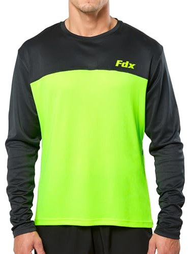 FDX Herren MTB-Trikot, leichtes Mountainbike-Hemd, feuchtigkeitsableitend, Radsport-Top für Gravel-Reiten, BMX und Laufen, grün, XXL