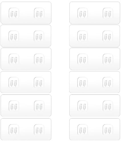 YCZARD 12Pcs Adhesive Shower Caddy Hook, Waterproof No Drilling Wall Heavy Duty Shower Adhesive Hooks for Corner Shower Caddy, Bathroom Storage Shelves and Kitchen Rack