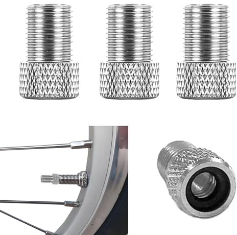 PHIOMUUE 4pcs Presta Valve Adapter,Bike Pump Adaptor, Presta to Schrader Valve Adapter, Bike Pump Adapter Converter,Rubber Inner Ring,Inflate Tire Using Standard Pump or Air Compressor(Silver)