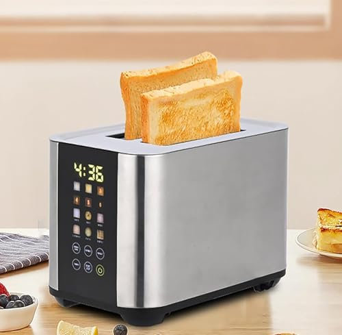 Smart Toaster with Touchscreen, Automatic Widened Double Slot, 6 Bread Types & Shade Settings, Digital Timer, Pull-out Tray for Home & Hotel Use